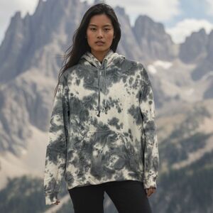 Maison Article Gray and White Tie-Dye Hoodie S